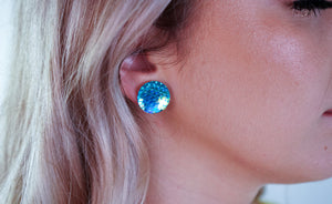 Blue mermaid scales Stud Earrings